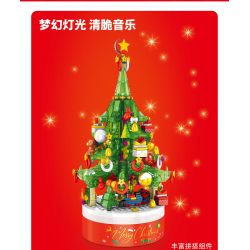 BEAUTY AND 23001 non  ĐÈN XOAY HỘP NHẠC CÂY THÔNG NOEL bộ đồ chơi xếp lắp ráp ghép mô hình Christmas Giáng Sinh 626 khối