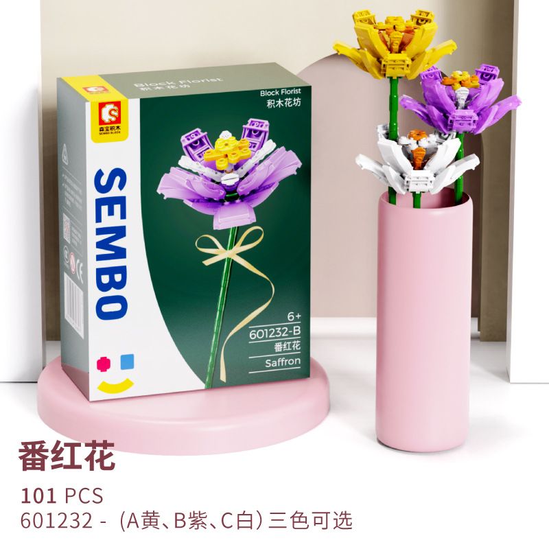 SEMBO 601232-A 601232-B 601232-C non Lego SAFFRON 3. bộ đồ chơi xếp lắp ráp ghép mô hình Flowers BLOCK FLORIST SAFFRON Hoa 101 khối