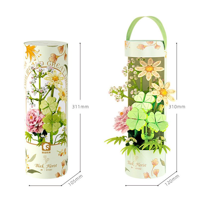 SEMBO 611051 non  CỬA HÀNG HOA NGÔI SAO MAY MẮN bộ đồ chơi xếp lắp ráp ghép mô hình Flowers 598 khối