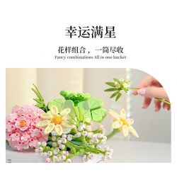 SEMBO 611051 non  CỬA HÀNG HOA NGÔI SAO MAY MẮN bộ đồ chơi xếp lắp ráp ghép mô hình Flowers 598 khối