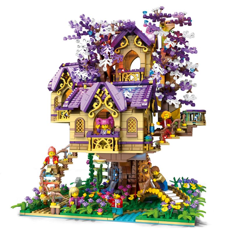 JUHANG TECHNOLOGY 86011 non Lego NHÀ CÂY SAKURA ELF bộ đồ chơi xếp lắp ráp ghép mô hình TREE HOUSE 2242 khối