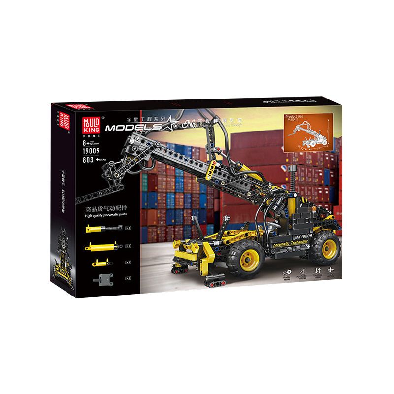 MouldKing 19009 Mould King 19009 REBRICKABLE MOC-13179 13179 MOC13179 non  XE NÂNG KÍNH THIÊN VĂN KHÍ NÉN bộ đồ chơi xếp lắp ráp ghép mô hình  PNEUMATIC TELESCOPIC FORKLIFT Kỹ Thuật Công Nghệ Cao Mô Hình Phương Tiện 803 khối