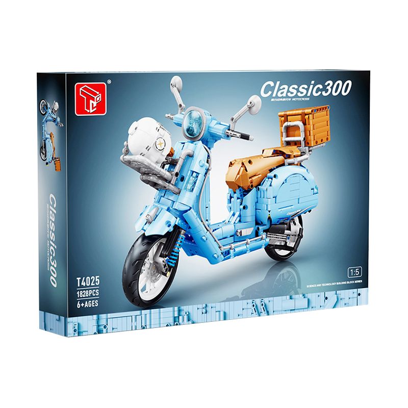 TA GAOLE T4025A 4025A T4025B 4025B non  XE MÁY CỔ ĐIỂN RETRO tỷ lệ 1:5 bộ đồ chơi xếp lắp ráp ghép mô hình Classic VESPA CLASSIC 300 1828 khối