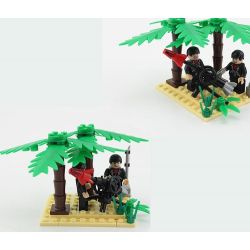 Enlighten 820 Qman 820 Xếp hình kiểu Lego MILITARY ARMY CombatZones Frigate Trận Đánh Chiếm Hòn Đảo Ở Đại Dương Của Tàu Tên Lửa Và Trực Thăng 614 khối