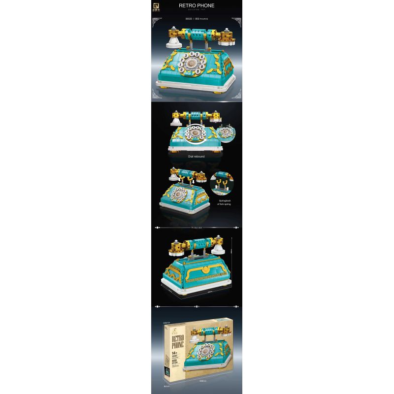 QIZHILE 90020 non  ĐIỆN THOẠI CỔ ĐIỂN bộ đồ chơi xếp lắp ráp ghép mô hình Creator Expert RETRO PHONE Chuyên Gia Sáng Tạo 859 khối