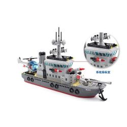 QMAN ENLIGHTEN KEEPPLEY 820 non  TRẬN ĐÁNH CHIẾM HÒN ĐẢO Ở ĐẠI DƯƠNG CỦA TÀU TÊN LỬA VÀ TRỰC THĂNG bộ đồ chơi xếp lắp ráp ghép mô hình Military Army COMBATZONES FRIGATE Quân Sự Bộ Đội 614 khối