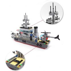 Enlighten 820 Qman 820 Xếp hình kiểu Lego MILITARY ARMY CombatZones Frigate Trận Đánh Chiếm Hòn Đảo Ở Đại Dương Của Tàu Tên Lửa Và Trực Thăng 614 khối