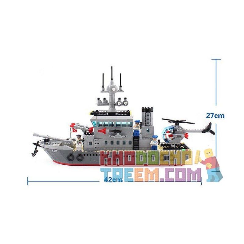 QMAN ENLIGHTEN KEEPPLEY 820 non  TRẬN ĐÁNH CHIẾM HÒN ĐẢO Ở ĐẠI DƯƠNG CỦA TÀU TÊN LỬA VÀ TRỰC THĂNG bộ đồ chơi xếp lắp ráp ghép mô hình Military Army COMBATZONES FRIGATE Quân Sự Bộ Đội 614 khối