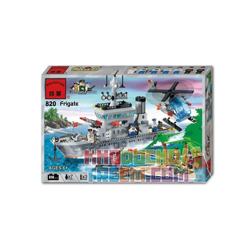 QMAN ENLIGHTEN KEEPPLEY 820 non  TRẬN ĐÁNH CHIẾM HÒN ĐẢO Ở ĐẠI DƯƠNG CỦA TÀU TÊN LỬA VÀ TRỰC THĂNG bộ đồ chơi xếp lắp ráp ghép mô hình Military Army COMBATZONES FRIGATE Quân Sự Bộ Đội 614 khối