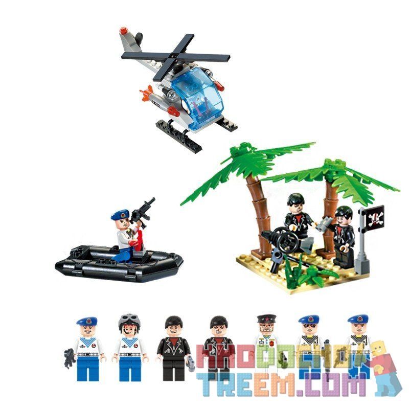 QMAN ENLIGHTEN KEEPPLEY 820 non  TRẬN ĐÁNH CHIẾM HÒN ĐẢO Ở ĐẠI DƯƠNG CỦA TÀU TÊN LỬA VÀ TRỰC THĂNG bộ đồ chơi xếp lắp ráp ghép mô hình Military Army COMBATZONES FRIGATE Quân Sự Bộ Đội 614 khối