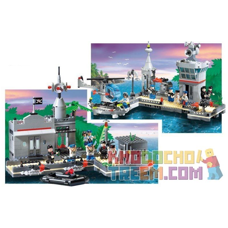 QMAN ENLIGHTEN KEEPPLEY 820 non  TRẬN ĐÁNH CHIẾM HÒN ĐẢO Ở ĐẠI DƯƠNG CỦA TÀU TÊN LỬA VÀ TRỰC THĂNG bộ đồ chơi xếp lắp ráp ghép mô hình Military Army COMBATZONES FRIGATE Quân Sự Bộ Đội 614 khối