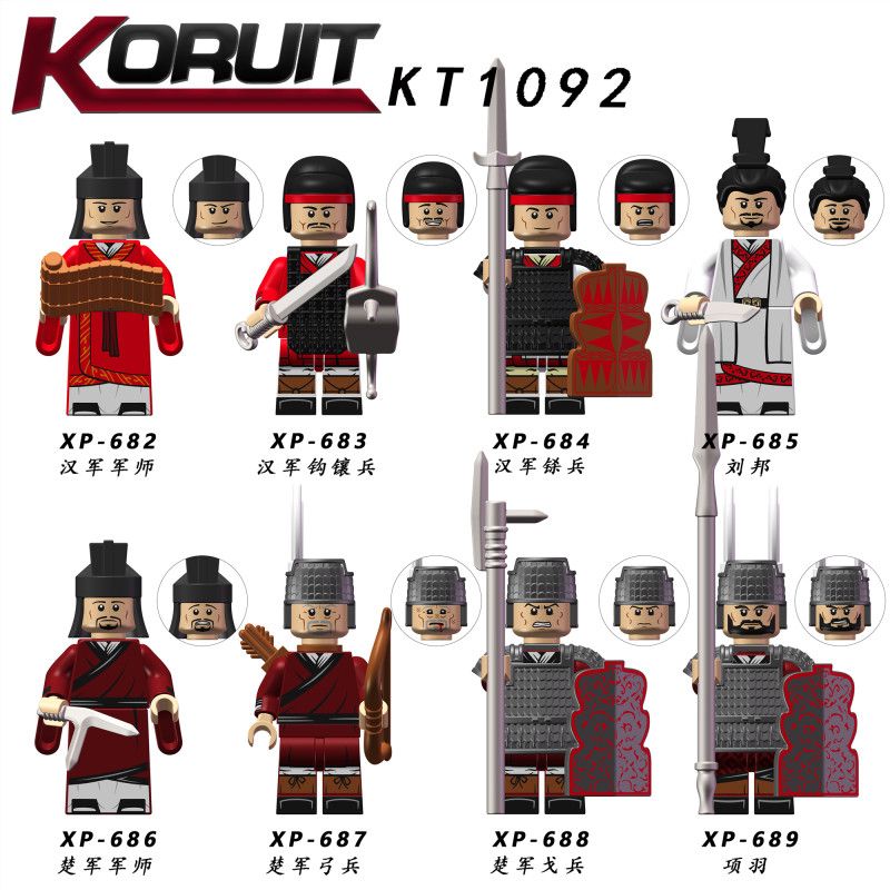 KORUIT XP KT1092 1092 non Lego 8 NHÂN VẬT NHỎ CUỘC ĐẤU TRANH GIỮA CHU VÀ HAN bộ đồ chơi xếp lắp ráp ghép mô hình Historical