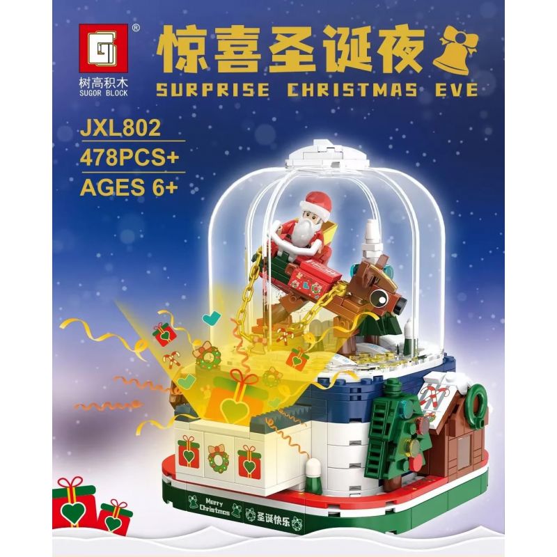 TREE HEIGHT JXL802 non  ĐÊM GIÁNG SINH BẤT NGỜ bộ đồ chơi xếp lắp ráp ghép mô hình Christmas SURPRISE CHRISTMAS EVE 478 khối