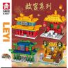 LEYI 83007 non  TỬ CẤM THÀNH 4 TÒA NHÀ THU NHỎ SẢNH HÒA HỢP TỐI CAO ĐÌNH WENYUAN SÂN KHẤU TU LUYỆN TINH THẦN bộ đồ chơi xếp lắp ráp ghép mô hình Mini Modular Đường Phố Thu Nhỏ