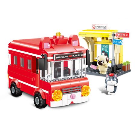 GUDI 52059 non  BUÝT NHANH bộ đồ chơi xếp lắp ráp ghép mô hình Brickheadz EXPRESS BUS Nhân Vật Đầu To 315 khối
