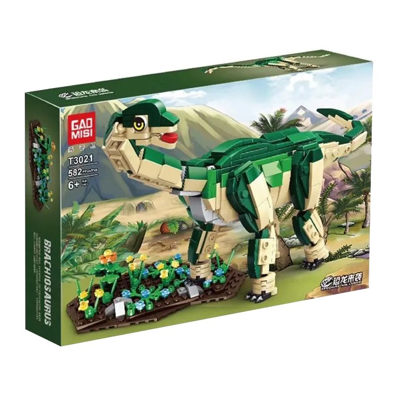 GAOMISI T3021 3021 non Lego BRACHIOSAURUS bộ đồ chơi xếp lắp ráp ghép mô hình Jurassic World DINOSAURS ARE COMING BRACHIOSAURUS Thế Giới Khủng Long 582 khối