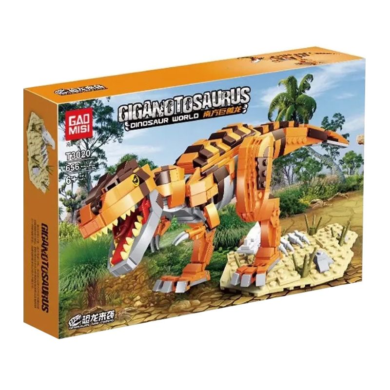 GAOMISI T3020 3020 non Lego GIGANOTOSAURUS bộ đồ chơi xếp lắp ráp ghép mô hình Jurassic World DINOSAURS ARE COMING GIGANOTOSAURUS Thế Giới Khủng Long 656 khối