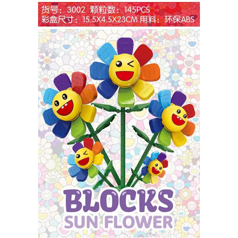 DK 3002 non  HOA MẶT TRỜI bộ đồ chơi xếp lắp ráp ghép mô hình BLOCKS SUN FLOWER 145 khối
