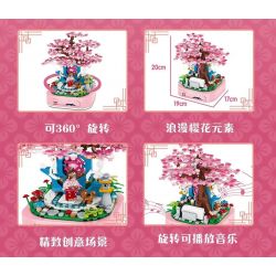 FAIR 9005 non  HỘP NHẠC CÂY HOA ANH ĐÀO bộ đồ chơi xếp lắp ráp ghép mô hình 489 khối