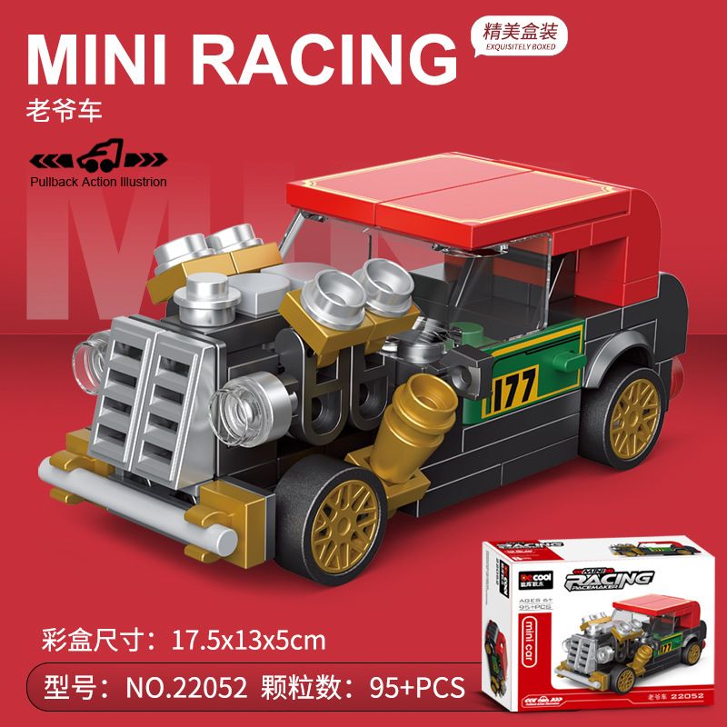 DECOOL 22052 non  XE KÉO MINI CỔ ĐIỂN bộ đồ chơi xếp lắp ráp ghép mô hình Racers MINI RACING PACEMAKER Đua Tốc Độ 95 khối