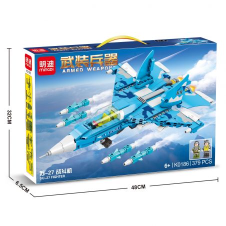 MINGDI K0186 0186 non  TIÊM KÍCH SU-27 bộ đồ chơi xếp lắp ráp ghép mô hình Military Army SU-27 FIGHTER Quân Sự Bộ Đội 379 khối