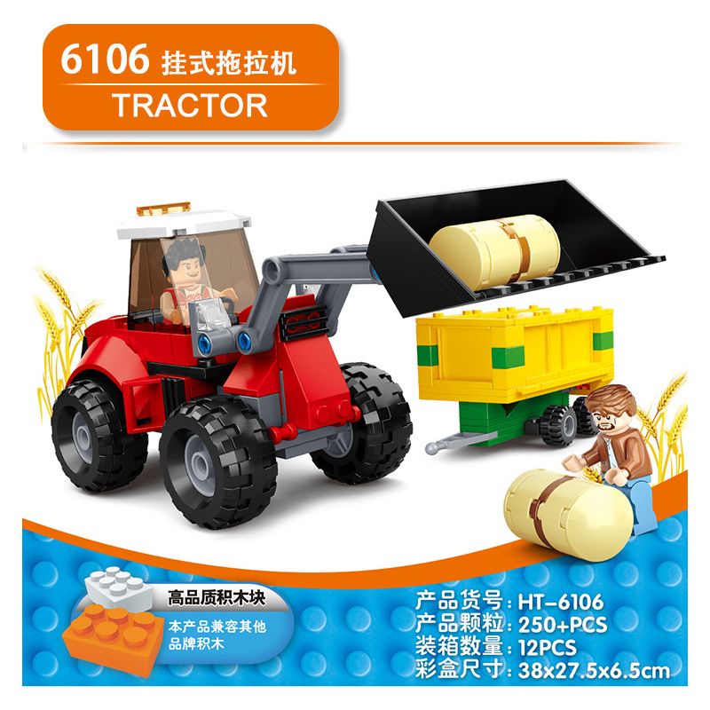 HENGTAI HT-6106 6106 HT6106 non  GẮN MÁY KÉO bộ đồ chơi xếp lắp ráp ghép mô hình TRACTOR 250 khối