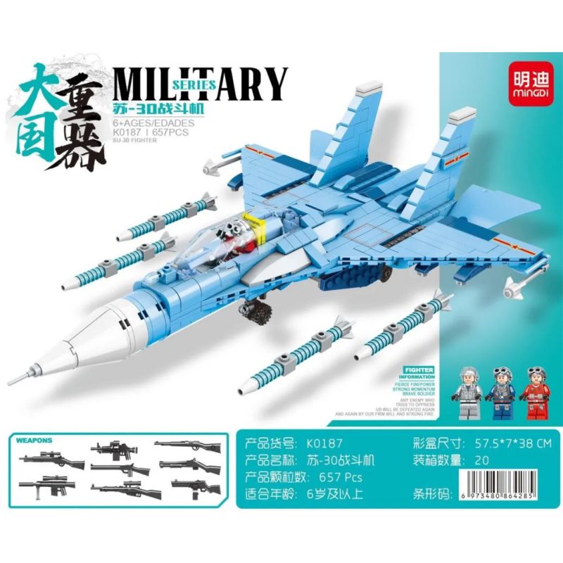 MINGDI K0187 0187 non  TIÊM KÍCH SU-30 bộ đồ chơi xếp lắp ráp ghép mô hình Military Army Quân Sự Bộ Đội 657 khối