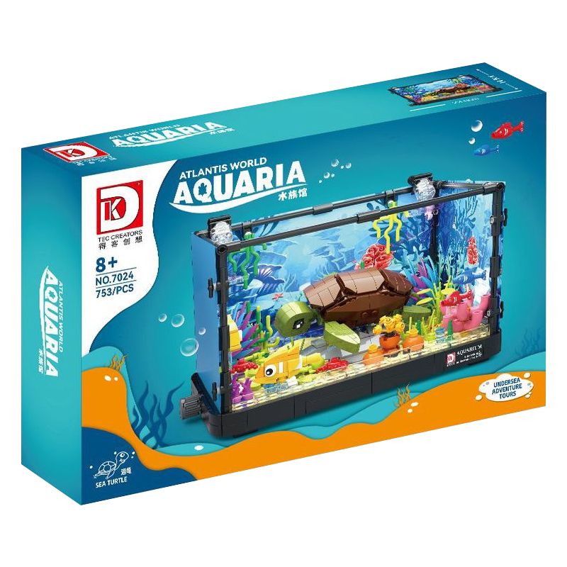 DK 7024 non Lego BỂ SINH THÁI RÙA bộ đồ chơi xếp lắp ráp ghép mô hình ATLANTIS WORLD AQUARIA SEA TURTLE 753 khối