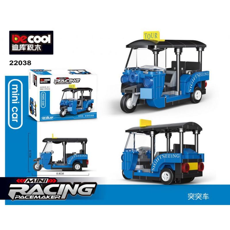 DECOOL 22038 non  XE KÉO MINI BA BÁNH TUK THÁI bộ đồ chơi xếp lắp ráp ghép mô hình Racers MINI RACING PACEMAKER Đua Tốc Độ