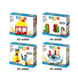 HENGTAI HT-6103 6103 HT6103 non  NÔNG TRẠI VUI VẺ 6 KIỂU NHÀ NHỎ CỬA CHUỒNG CẦN CẨU GIÁ GÀ CỎ KHÔ bộ đồ chơi xếp lắp ráp ghép mô hình City FUNING FARM Thành Phố 200 khối