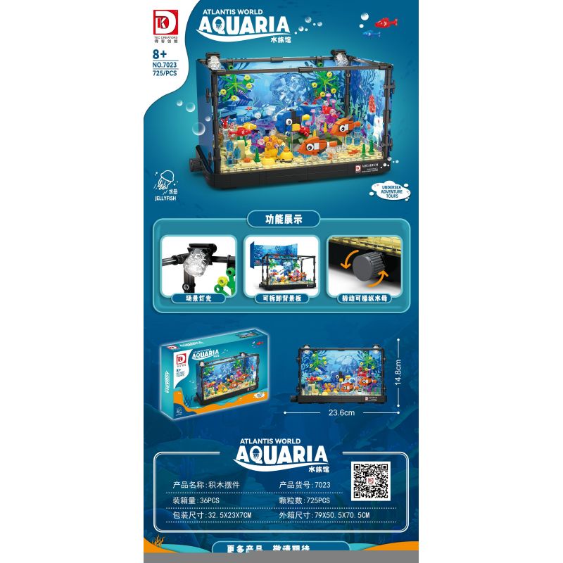 DK 7023 WE GAME COMING 66003 non  BỂ SINH THÁI SỨA ĐẠI DƯƠNG bộ đồ chơi xếp lắp ráp ghép mô hình ATLANTIS WORLD AQUARIA JELLYFISH 725 khối