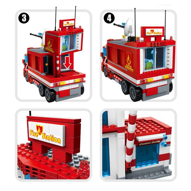 HENGTAI 6210 non  TRỤ SỞ CỨU HỎA DI ĐỘNG bộ đồ chơi xếp lắp ráp ghép mô hình 936 khối