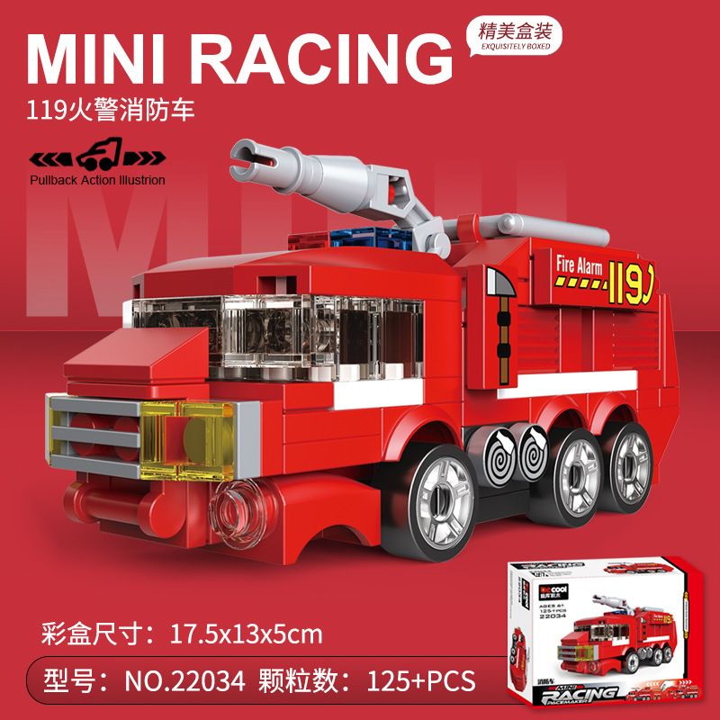 DECOOL 22034 non  XE KÉO MINI BÁO CHÁY 119 bộ đồ chơi xếp lắp ráp ghép mô hình Racers MINI RACING PACEMAKER Đua Tốc Độ 441 khối