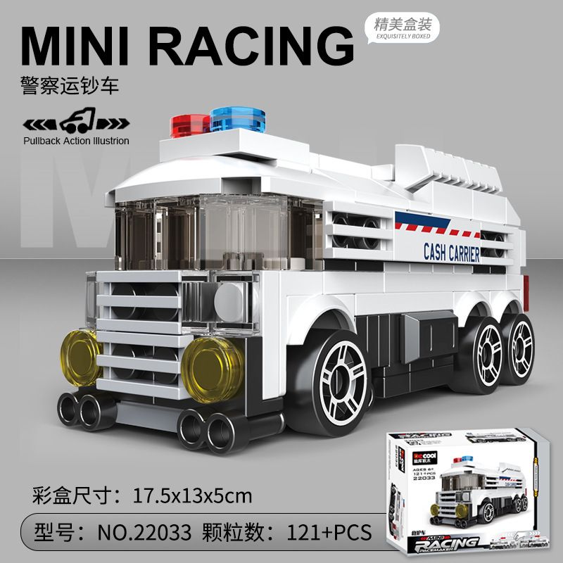 DECOOL 22033 non  XE KÉO MINI CẢNH SÁT CHỐNG BẠO ĐỘNG bộ đồ chơi xếp lắp ráp ghép mô hình Racers MINI RACING PACEMAKER Đua Tốc Độ 121 khối
