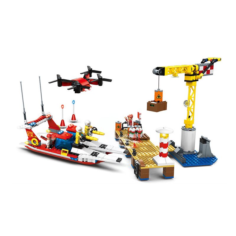 HENGTAI 6208 non Lego DOCK CỨU HỘ KHẨN CẤP bộ đồ chơi xếp lắp ráp ghép mô hình 504 khối