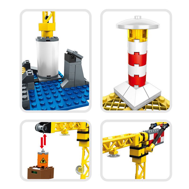 HENGTAI 6208 non  DOCK CỨU HỘ KHẨN CẤP bộ đồ chơi xếp lắp ráp ghép mô hình 504 khối