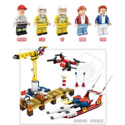 HENGTAI 6208 non  DOCK CỨU HỘ KHẨN CẤP bộ đồ chơi xếp lắp ráp ghép mô hình 504 khối