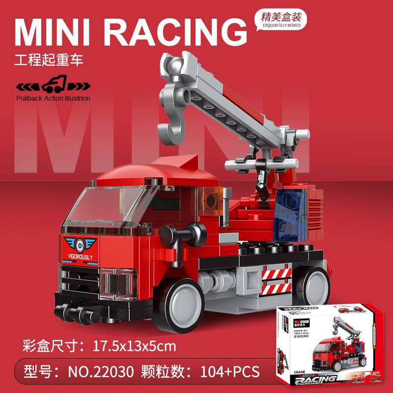 DECOOL 22030 non  XE KÉO LÙI CẦN CẨU CỨU HỎA bộ đồ chơi xếp lắp ráp ghép mô hình Racers MINI RACING PACEMAKER Đua Tốc Độ 104 khối