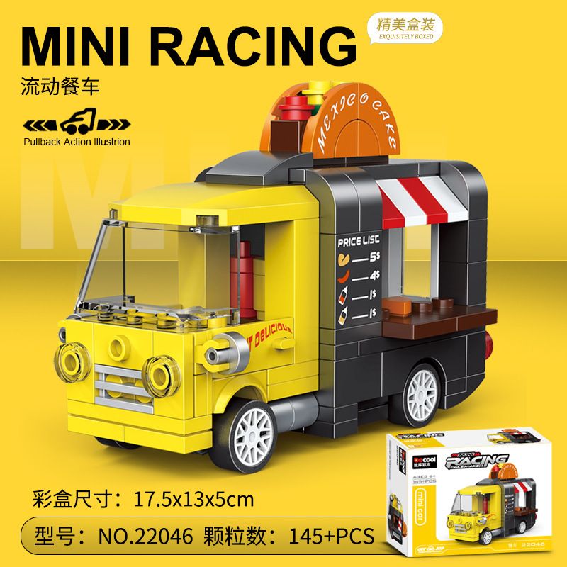 DECOOL 22046 non  XE KÉO MINI BÁN ĐỒ ĂN DI ĐỘNG bộ đồ chơi xếp lắp ráp ghép mô hình Racers MINI RACING PACEMAKER Đua Tốc Độ 145 khối