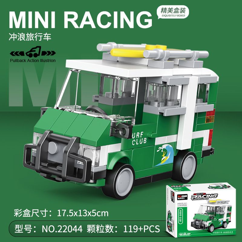 DECOOL 22044 non  XE KÉO MINI LƯỚT SÓNG bộ đồ chơi xếp lắp ráp ghép mô hình Racers MINI RACING PACEMAKER Đua Tốc Độ 119 khối