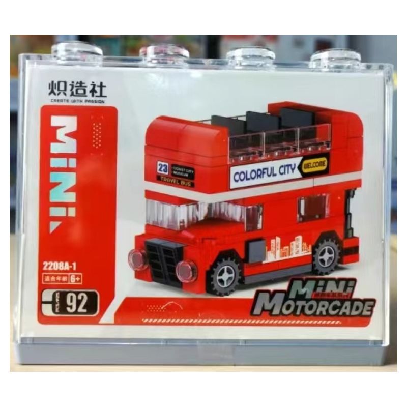 DECOOL 22026 KOZOSHA 2208A-1 22081 non  XE BUÝT KÉO VỀ HAI TẦNG NGẮM CẢNH MÀU ĐỎ bộ đồ chơi xếp lắp ráp ghép mô hình Racers MINI RACING PACEMAKER Đua Tốc Độ 94 khối