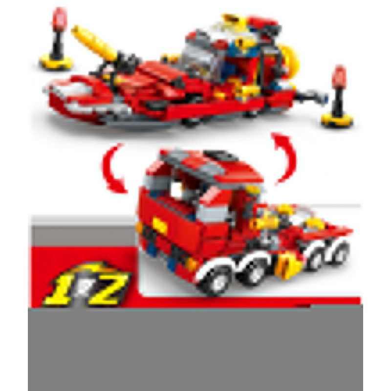 HENGTAI 6203 non  LỰC LƯỢNG CỨU NẠN HỘ 4 LIÊN HỢP TRỰC THĂNG KHU VỰC XE CHỈ HUY CHỮA CHÁY THUYỀN BỌT ĐA NĂNG bộ đồ chơi xếp lắp ráp ghép mô hình Fire Rescure Cứu Hỏa 436 khối