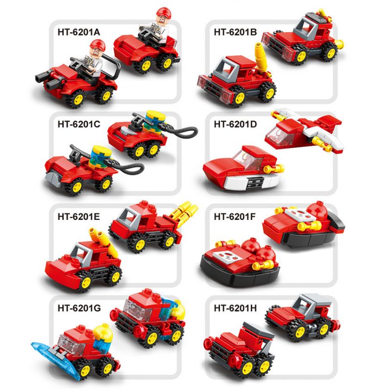 HENGTAI 6201 non Lego LỰC LƯỢNG CỨU HỘ 8 PHONG CÁCH bộ đồ chơi xếp lắp ráp ghép mô hình City Thành Phố 351 khối