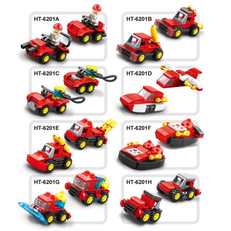 HENGTAI 6201 non  LỰC LƯỢNG CỨU HỘ 8 PHONG CÁCH bộ đồ chơi xếp lắp ráp ghép mô hình City Thành Phố 351 khối