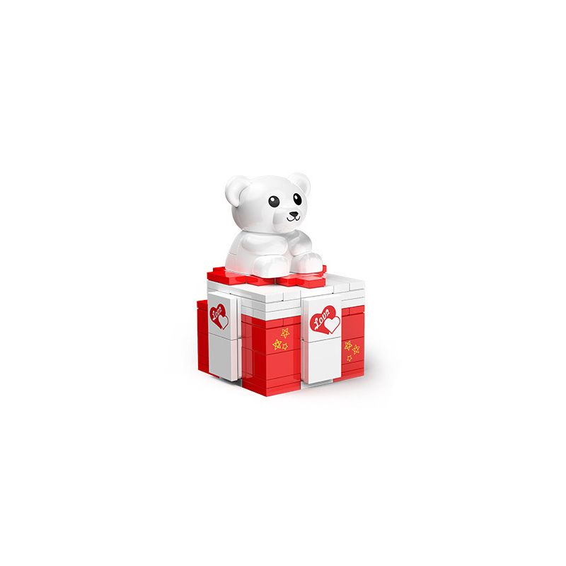 ZHEGAO 00287 non Lego HỘP NHẪN GẤU bộ đồ chơi xếp lắp ráp ghép mô hình Valentine's Day BEAR RING BOX Lễ Tình Nhân 111 khối