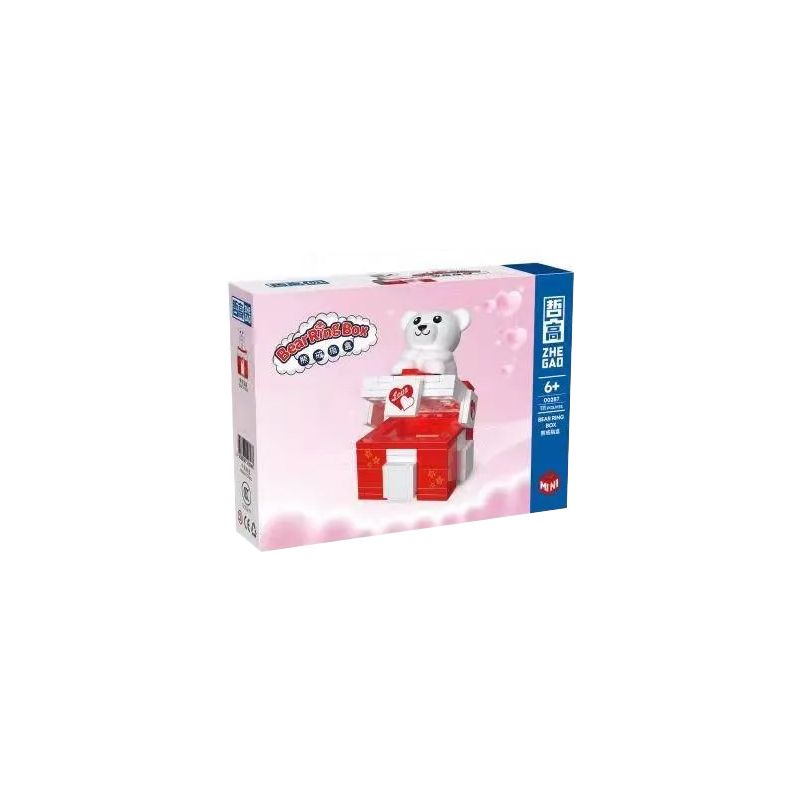ZHEGAO 00287 non  HỘP NHẪN GẤU bộ đồ chơi xếp lắp ráp ghép mô hình Valentine's Day BEAR RING BOX Lễ Tình Nhân 111 khối