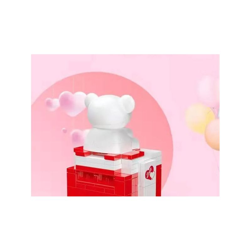 ZHEGAO 00287 non  HỘP NHẪN GẤU bộ đồ chơi xếp lắp ráp ghép mô hình Valentine's Day BEAR RING BOX Lễ Tình Nhân 111 khối