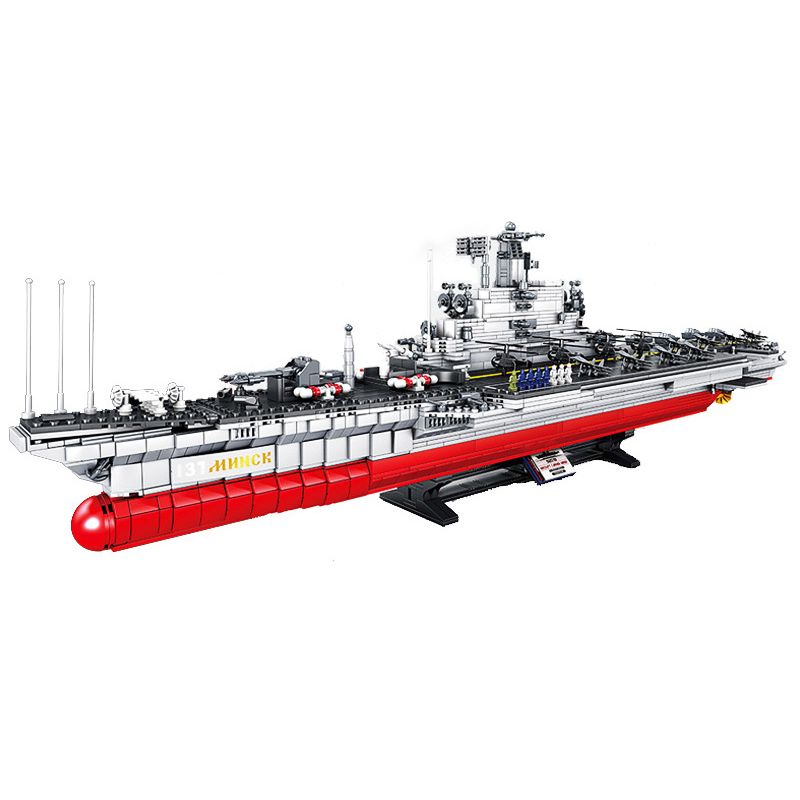 HENGTAI 92018 non Lego TÀU SÂN BAY MINSK 1:275 tỷ lệ 1:275 bộ đồ chơi xếp lắp ráp ghép mô hình Battle Ship HANGZHOU DESTROYER Tàu Chiến 2863 khối