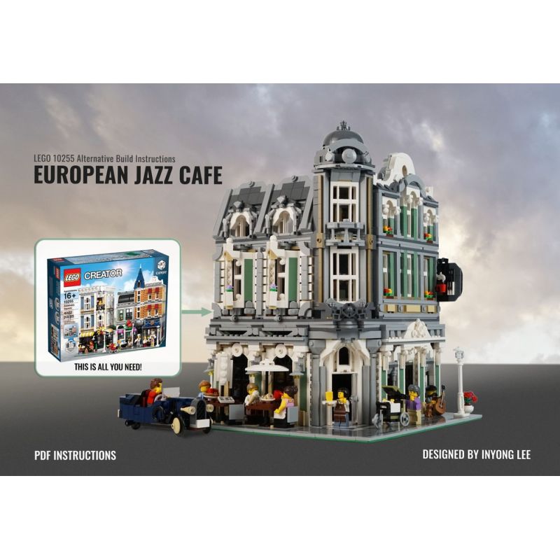 JIESTAR 89100 REBRICKABLE MOC-32576 32576 MOC32576 non Lego CAFE JAZZ CHÂU (BỘ 10255) bộ đồ chơi xếp lắp ráp ghép mô hình Creator Expert EUROPEAN JAZZ CAFE Chuyên Gia Sáng Tạo 3261 khối