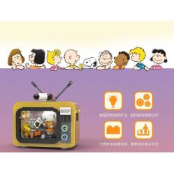 LINOOS LN8081 8081 non  TV CHỦ ĐỀ KHÔNG GIAN SNOOPY MÀU VÀNG bộ đồ chơi xếp lắp ráp ghép mô hình Movie & Game Phim Và Trò Chơi 388 khối